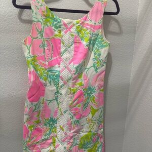 Lilly Pulitzer Asymmetrical Dress in Pink and Green Floral